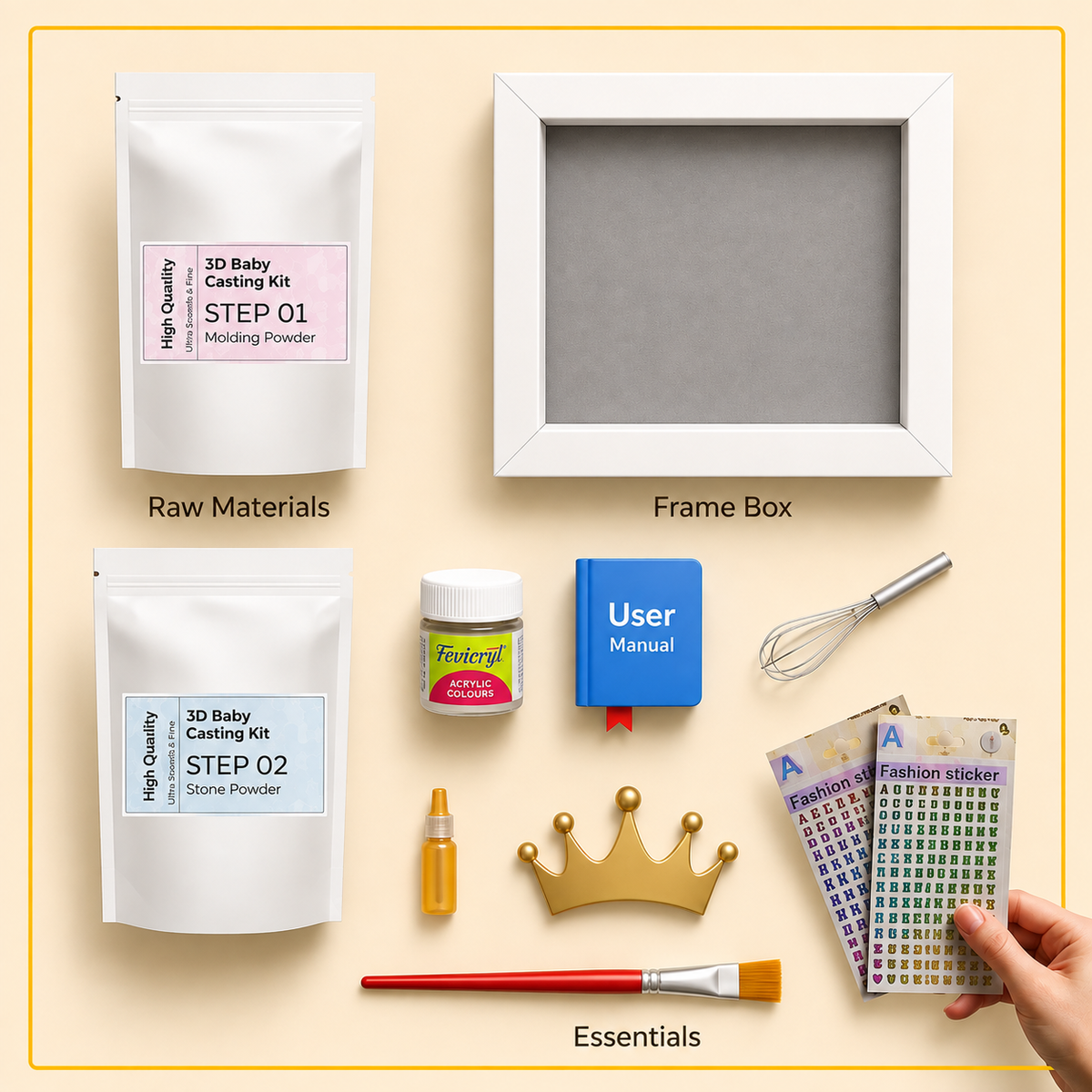 Baby Hand Casting Kit with Display Frame